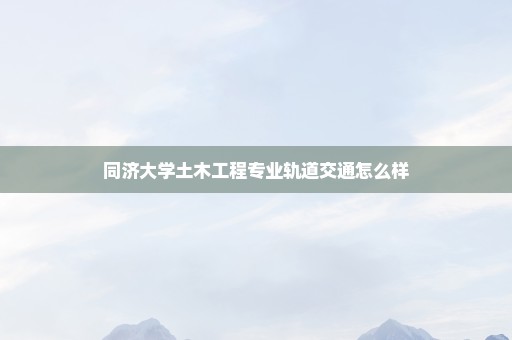 同济大学土木工程专业轨道交通怎么样