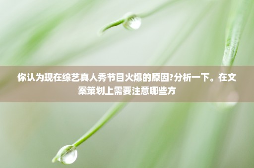 你认为现在综艺真人秀节目火爆的原因?分析一下。在文案策划上需要注意哪些方