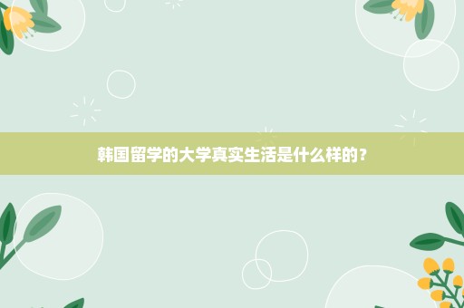 韩国留学的大学真实生活是什么样的？