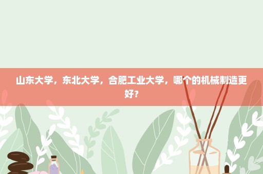 山东大学，东北大学，合肥工业大学，哪个的机械制造更好？