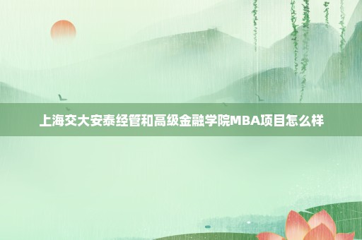 上海交大安泰经管和高级金融学院MBA项目怎么样