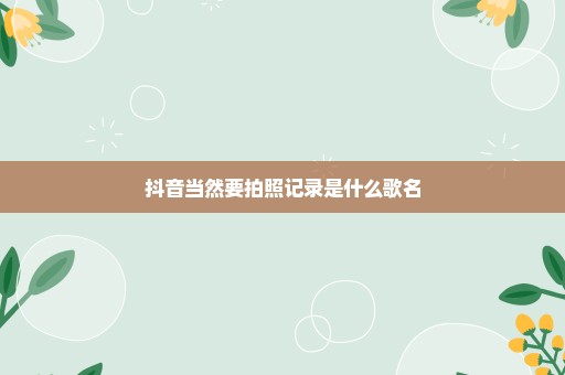 抖音当然要拍照记录是什么歌名