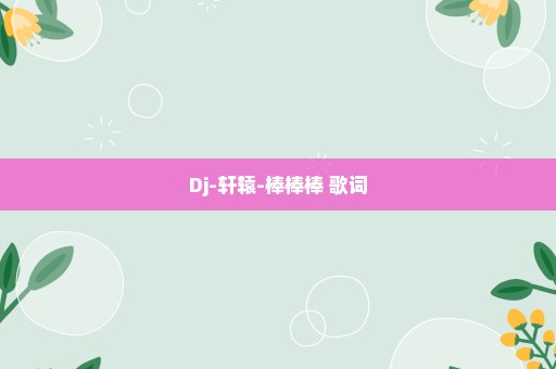 Dj-轩辕-棒棒棒 歌词