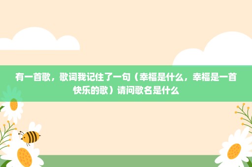 有一首歌，歌词我记住了一句（幸福是什么，幸福是一首快乐的歌）请问歌名是什么